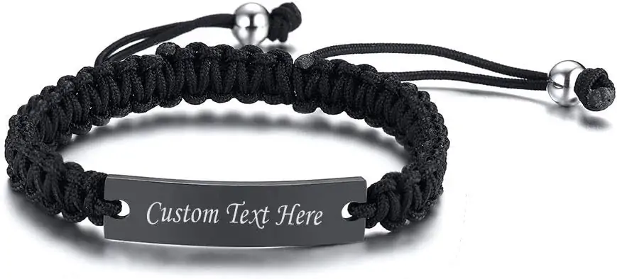 VNOX Name Quote Personalized Bracelets for Men Women Custom Customize Friendship Couple Bridesmaid Gift Jewelry Handmade Braided Rope Bracelet Anniversary Christmas Gift,Set of 2,3,4,5