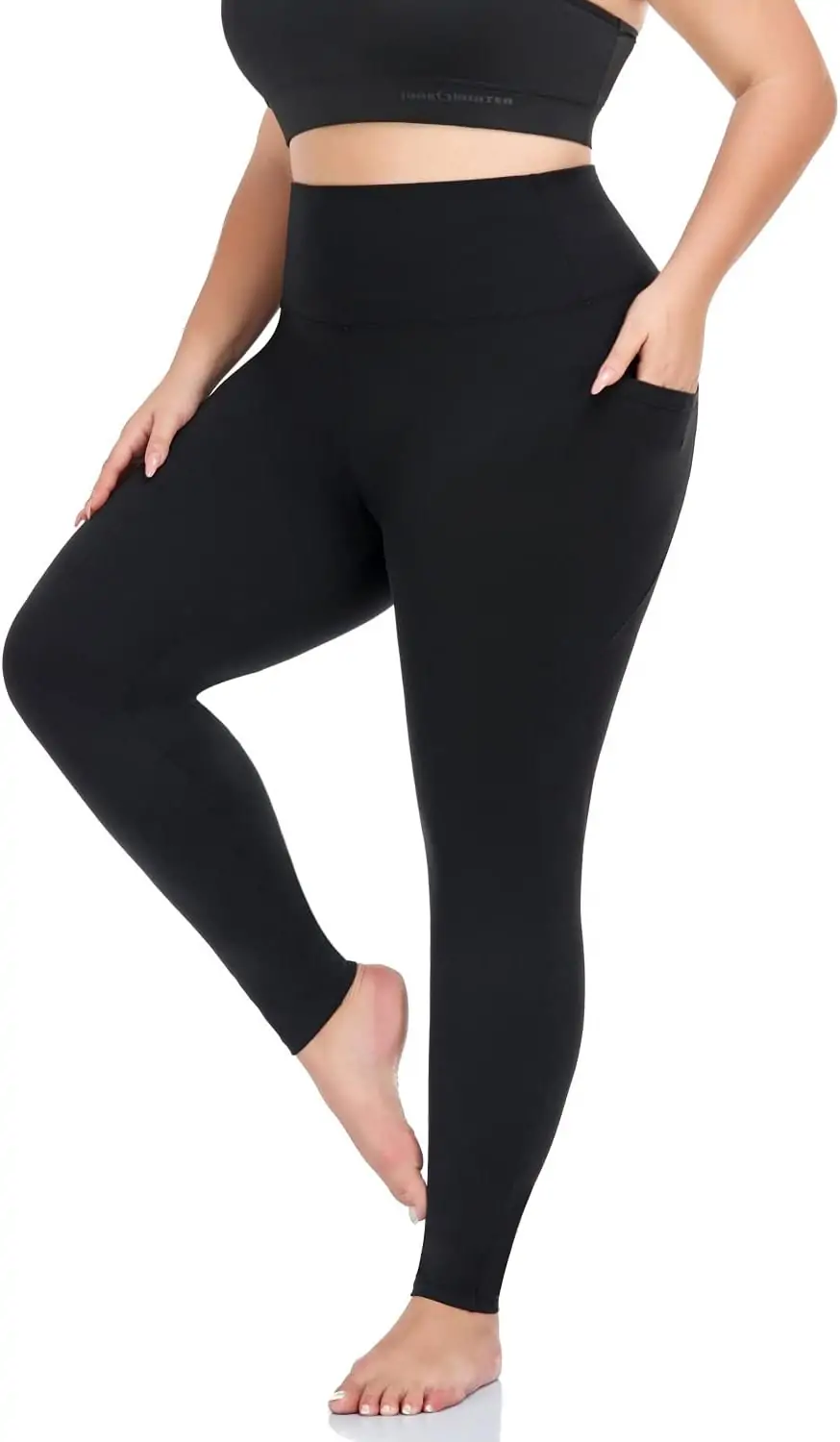 MOREFEEL Plus Size Leggings for Women with Pockets-Stretchy X-4XL Tummy Control High Waist Womens Leggings Workout Yoga Pants