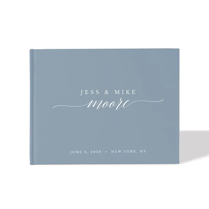 Dusty Blue Wedding Guest Book | Custom Book Cover | Personalized Wedding Guest Book | 50 Sheets of Paper | Color Choices Available