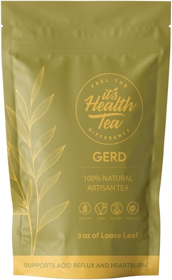 GERD Relief Herbal Tea: 8-Digestive Herb Blend, Natural Acid Reflux & Heartburn Aid, Pre/Post Meal Support, 3oz with 30 Bags