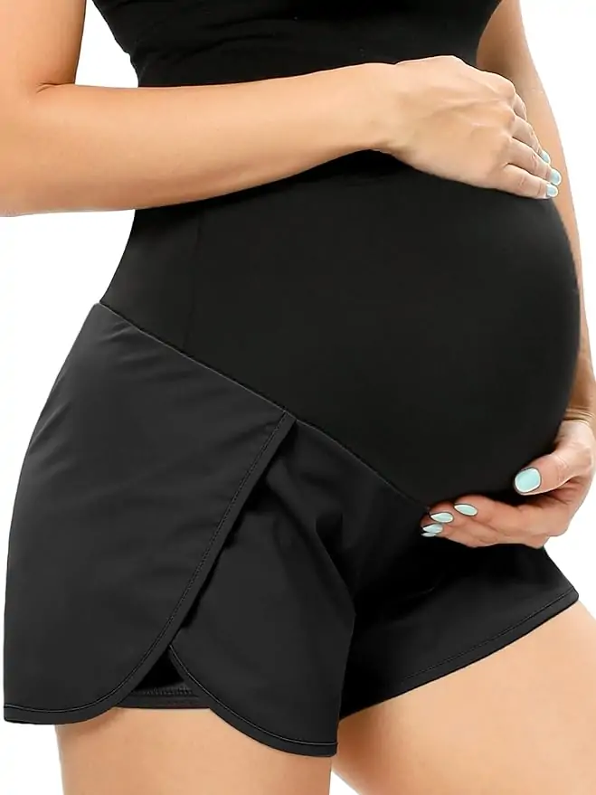 POSHGLAM Women‘s Maternity Shorts Over Belly Workout Running Casual Summer Pregnancy Shorts