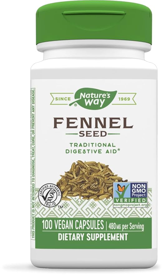 Nature's Way Fennel Seed - Traditional Herbal Digestive Aid* - Gluten Free & Vegan - Non-GMO Verified - 100 Vegan Capsules