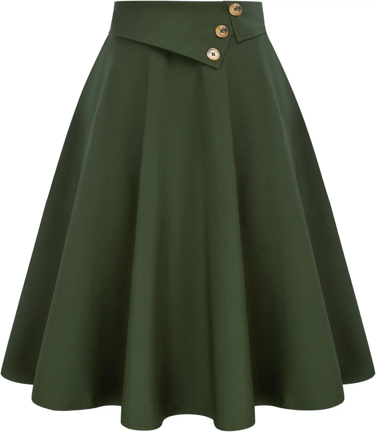 Belle Poque Womens High Waisted Skirts with Pockets Swing A Line Vintage Midi Skirt