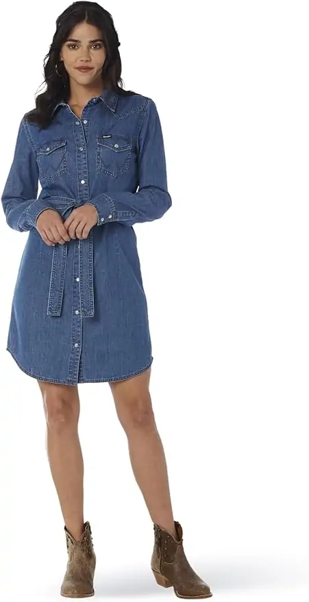 Wrangler Women's Retro Long Sleeve Western Snap Dress