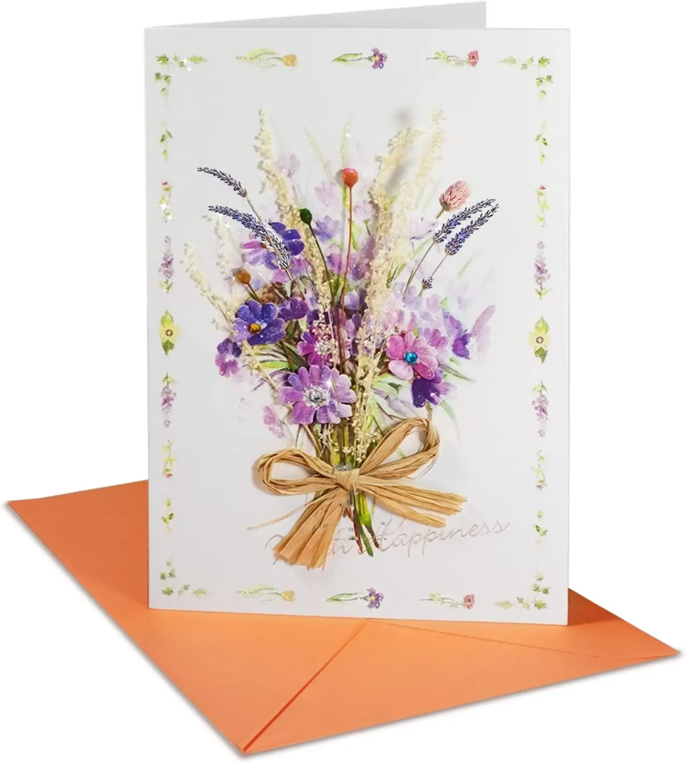 Handmade Real Flower Greeting Cards For All Occasions With Envelopes,Set of 4 (4 designs),For Valentines, Spring,Mothers Day,Wedding,Includes Envelope and Note Tag