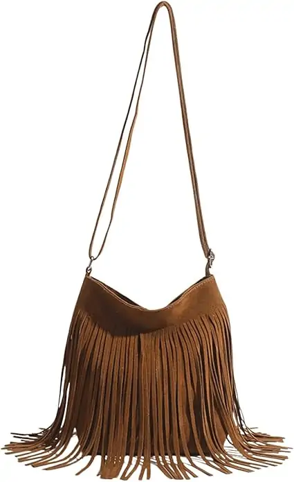 Verdusa Women's Fringe Crossbody Tote Bags Boho Tassel Hobo Shoulder Bag