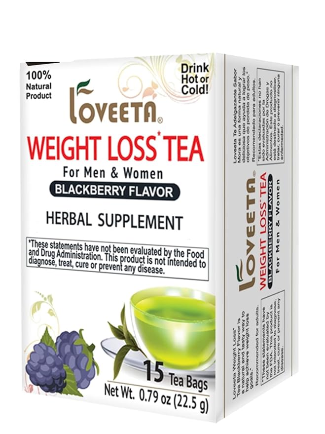 Loveeta Wellness Weight Loss Tea Blackberry - 15 Tea Bags (Gmo Free, Gluten Free, Dairy Free, Sugar Free & 100% Natural)