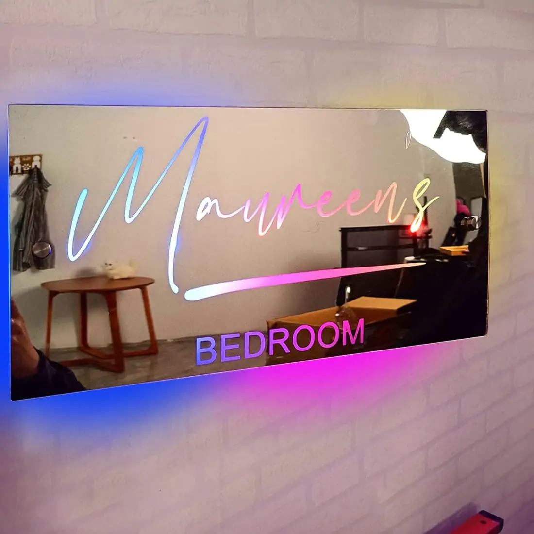 Personalized Name Mirror Light For Bedroom LED Light Up Mirror for Wall, Custom Mirror Neon Signs Wall Decor, Custom Name Sign for Bedroom,Christmas Valentine's Day Birthday Wedding Idea Gifts