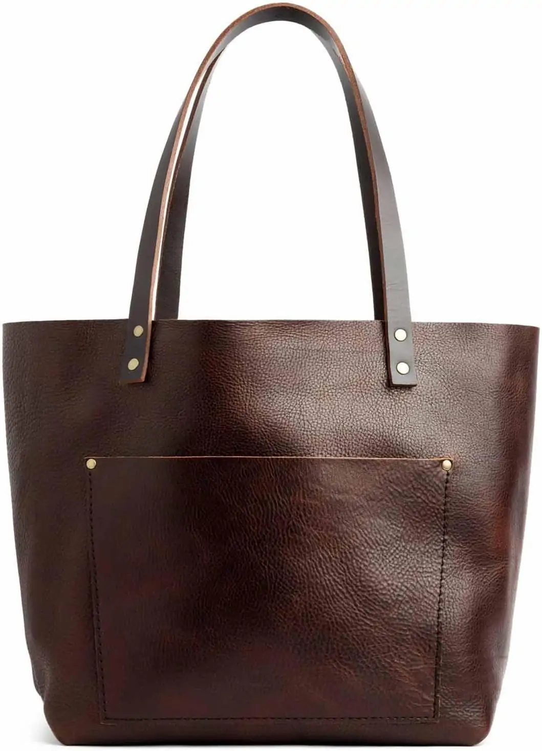 Portland Leather Goods Classic Tote Bag – Handmade, Durable & Unlined – Interior & Exterior Pockets