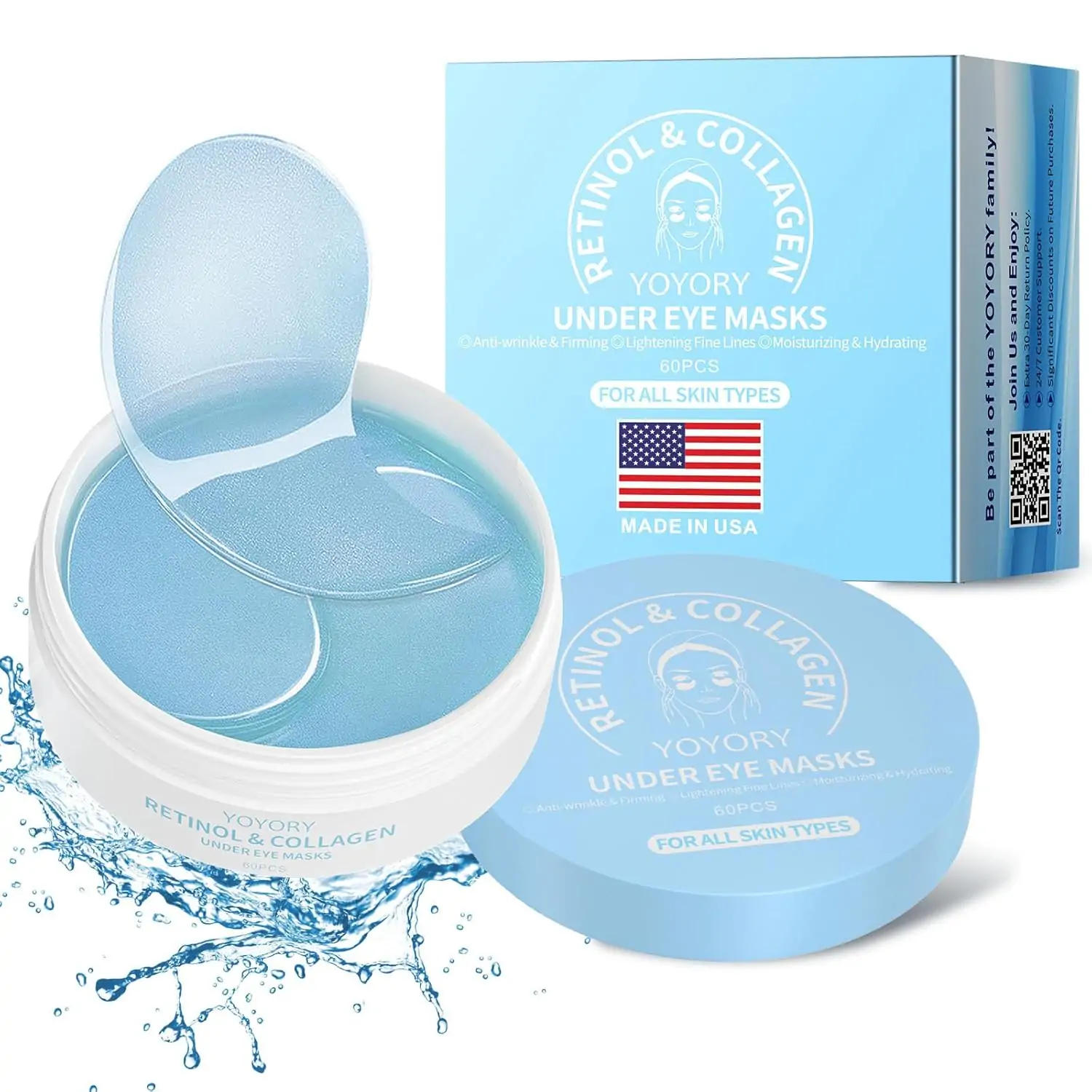 Under Eye Patches Masks - for Eye Bags, Puffy Eyes, Wrinkles, Fine Lines, Dark Circles Treatment with Collagen and Hyaluronic Acid, Moisturizing and Hydrating - 60 Pcs