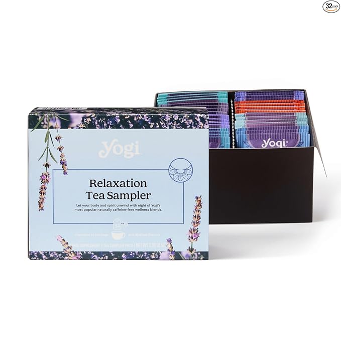 Yogi Tea Relaxation Sampler - Stress Relief Sleep Tea - 8 Herbal Teas 32 Tea Bags - Wellness Tea - Caffeine Free - Tea Sampler Gift Set & Variety Pack