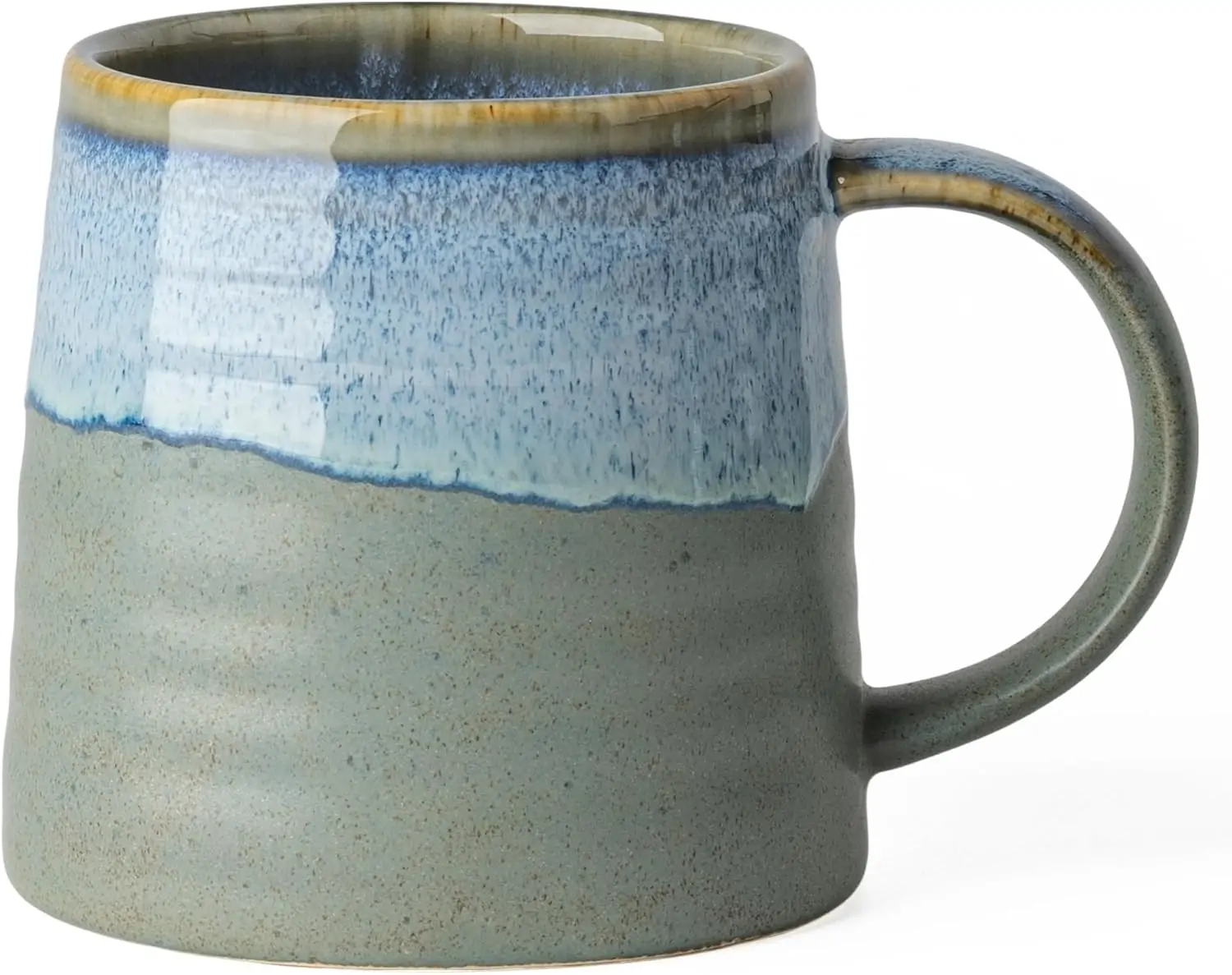 Ceramic Coffee Mugs, 16oz, Large Capacity, Wide Bottom, Transmutation Glaze Craft, Handmade Pottery Mug, Tea Cups with Handle for Office/Home, Dishwasher and Microwave Safe (Blue-Grey)