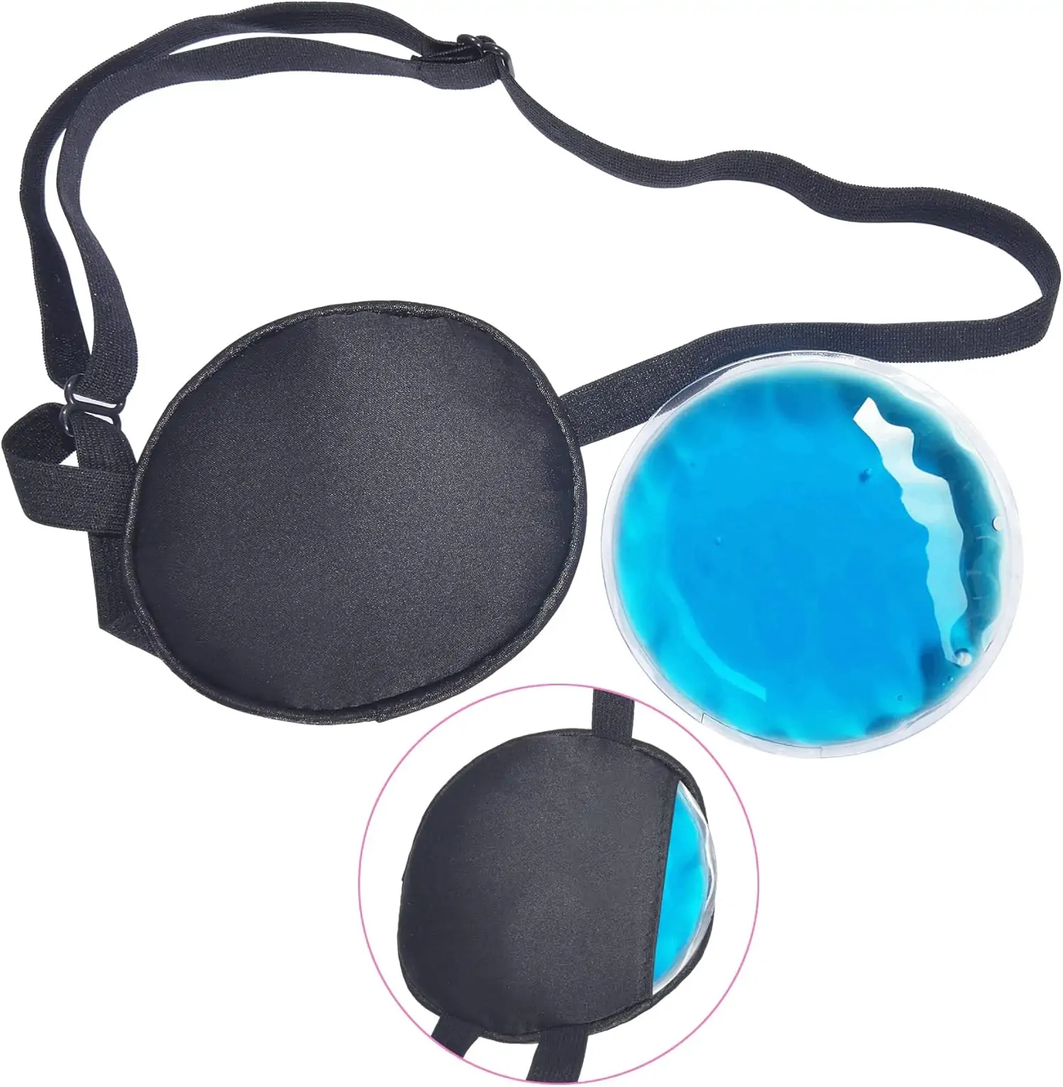 GELMAY Cooling Eye Patches for Puffy Eyes, Pure Silk Ice Eye Patch, Single Eye Mask, Medical One Eye Cover Cold Hot Therapy Strabismus Lazy Eyes After Surgery Adult Kid Pirate Eyepatch (Black)