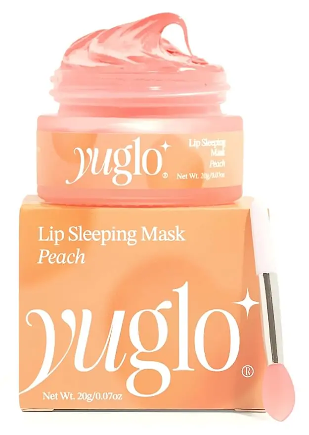 YUGLO Moisture & Collagen Booster Lip Sleeping Mask - Treatment to Restore, Hydrate & Plump Dry Chapped Lips - Peach
