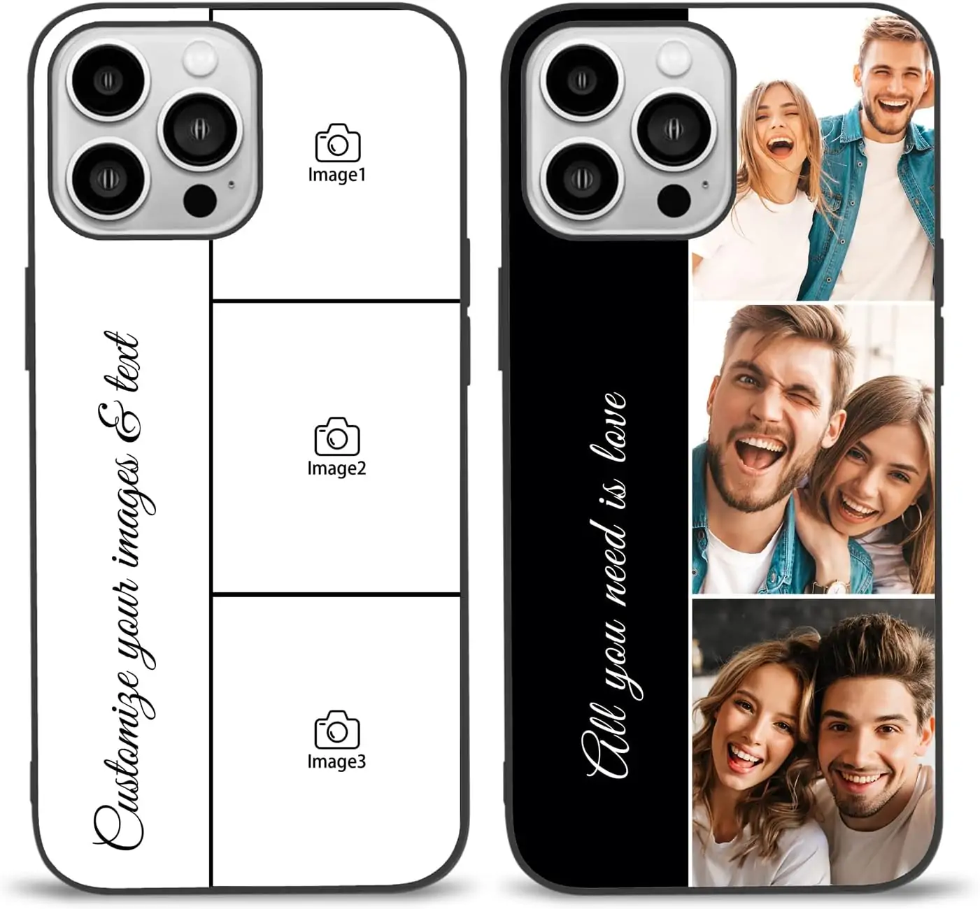 Easycosy Personalized Picture Phone Cases for 16 15 14 13 12 11 Pro/Max/Mini XR X Xs Max Custom Multiple Photo iPhone Case for Friends Family Birthday Gifts Customized Full Protection TPU Cover