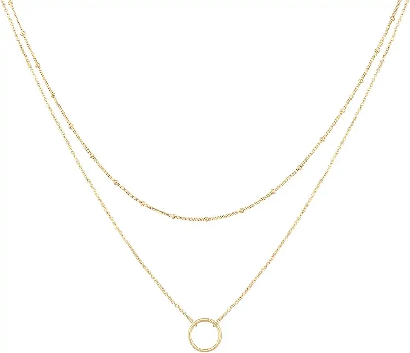 MEVECCO Layered Heart Necklace Pendant Handmade 18k Gold Plated Dainty Gold Choker Arrow Bar Layering Long Necklace for Women