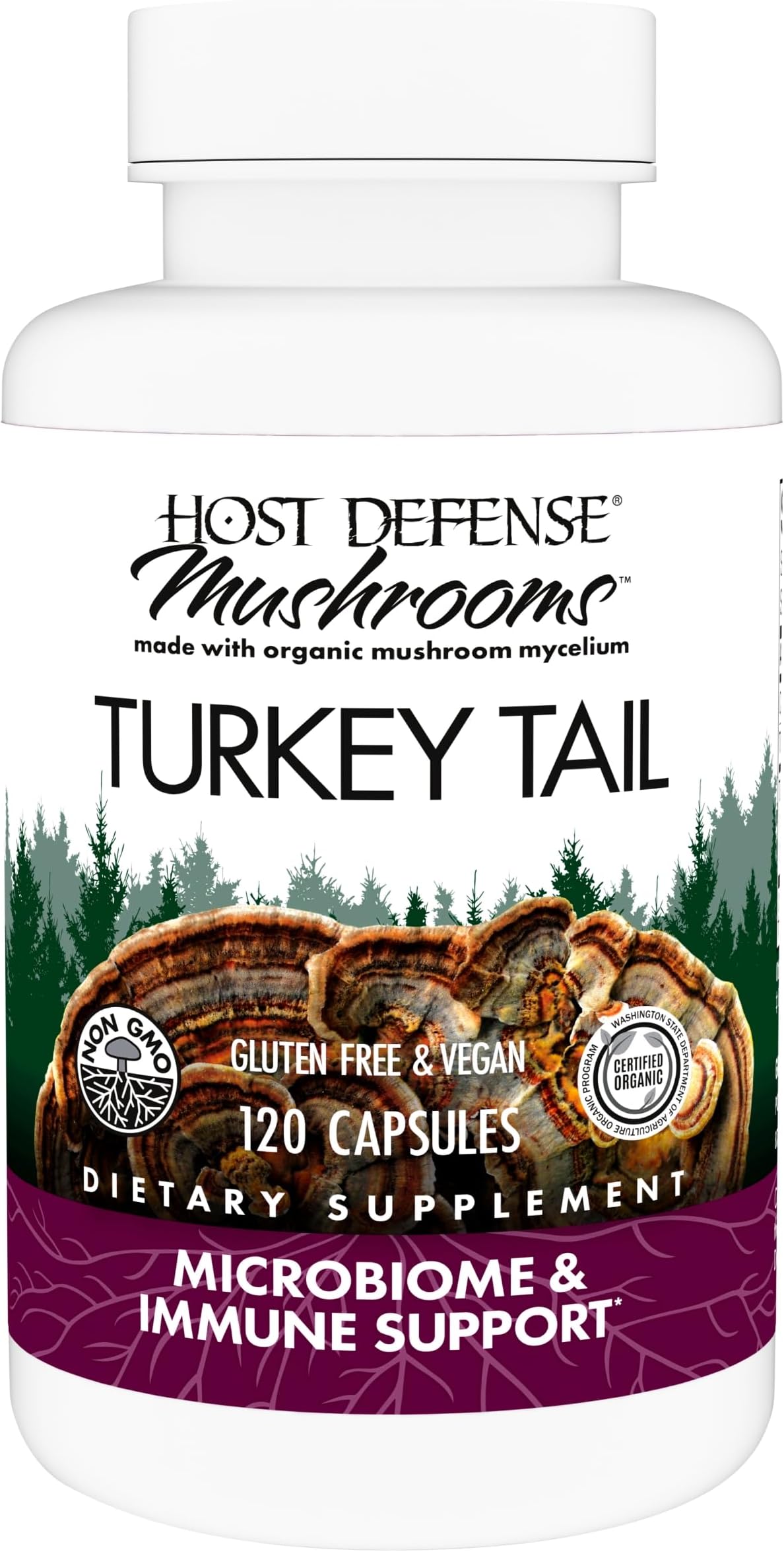 Host Defense Turkey Tail Capsules - Digestive Health & Immune Response Support Supplement - Mushroom Supplement for Gastrointestinal & Gut Microbiome Support - 120 Capsules (60 Servings)*