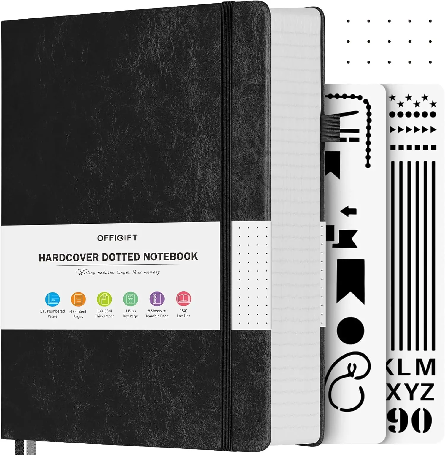 Bullet Dotted Journal Notebook, 312 Numbered Pages A5 Hardcover Leather Journal, 100gsm No Bleed Paper Dot Grid Notebook with Index Pages, Dot Journal for Women Men, 5.75