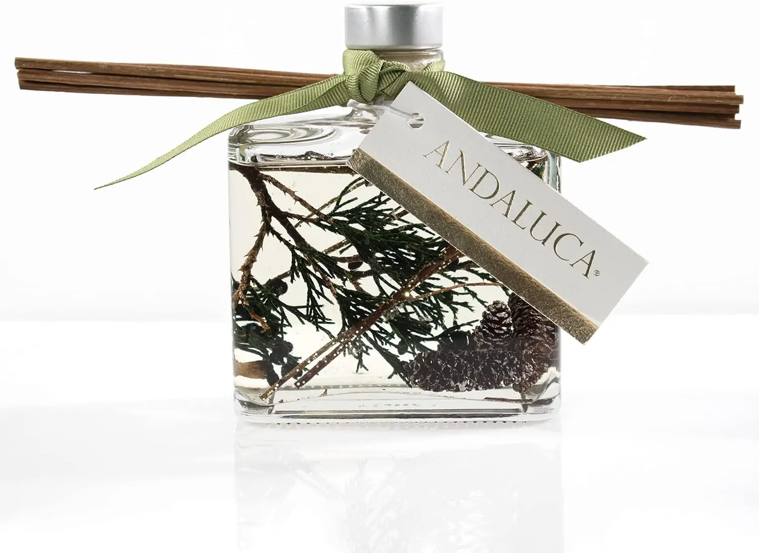 ANDALUCA Evergreen Pine Botanical Reed Diffuser | 7.5 fl oz | Scents of Evergreen, Crushed Pine and Fir Balsam