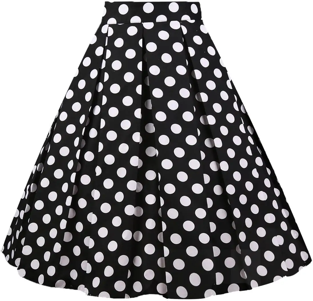 Girstunm Women's Pleated Vintage Skirt Floral Print A-line Midi Skirts with Pockets