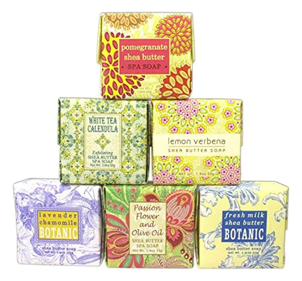 Bundle of 6 Greenwich Bay Trading Co. Soaps - 1.9oz Soaps in The Following Scents: Fresh Milk, Lemon Verbena, White Tea Calendula, Lavender Chamomile, Pomegranate Shea Butter, and Passion Flower and