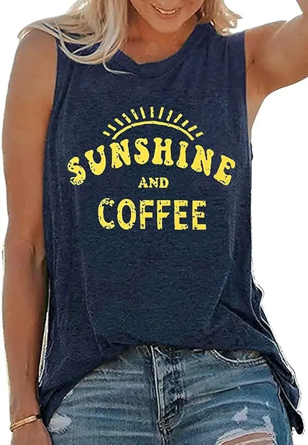 Womens Tank Tops Summer T Shirts Sleeveless Casual Loose Tunic Blouses