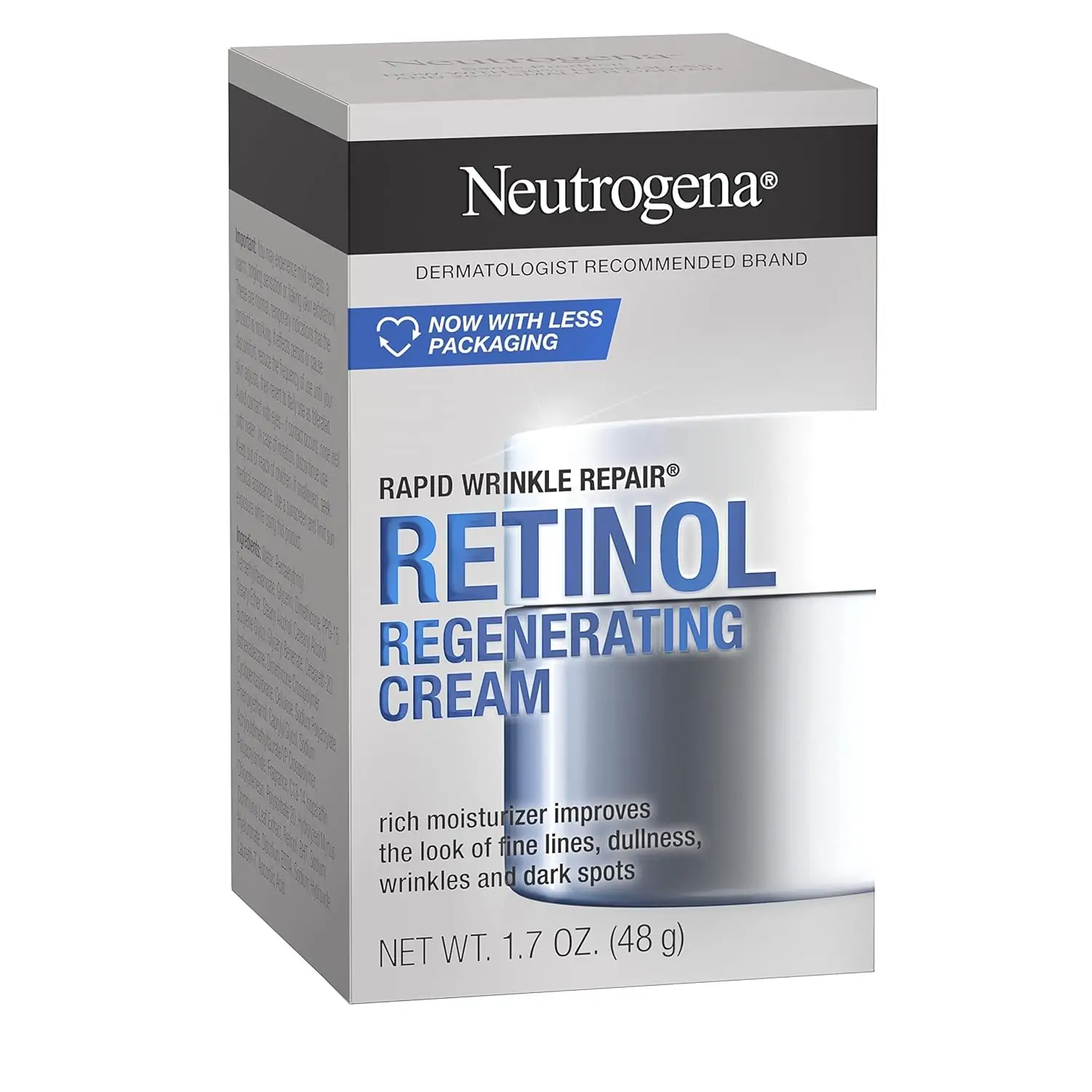 Neutrogena Retinol Face Moisturizer, Rapid Wrinkle Repair, Daily Anti-Aging Face Cream with Retinol & Hyaluronic Acid to Fight Fine Lines, Wrinkles, & Dark Spots, 1.7 oz