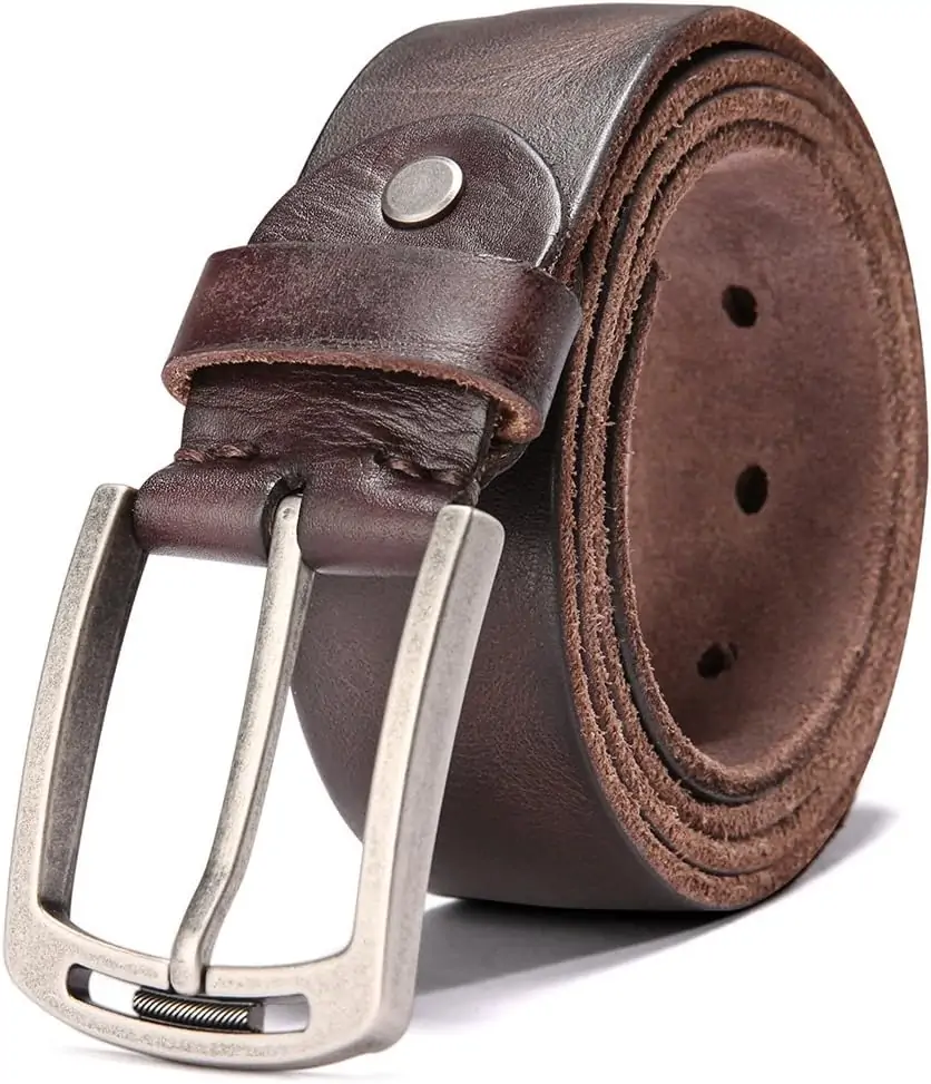 KEECOW Men's 100% Italian Cow Leather Belt Men With Anti-Scratch Buckle,Packed in a Box