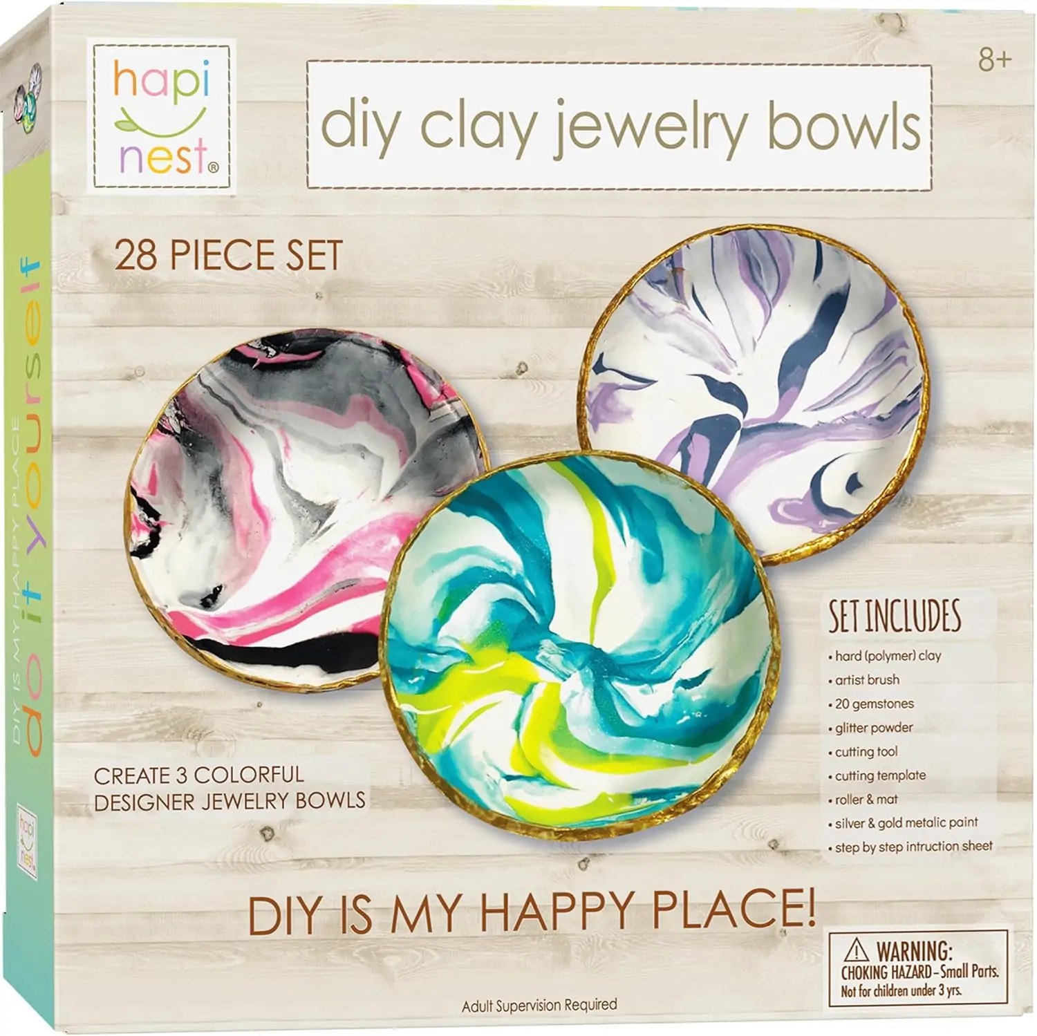 Hapinest Make Your Own Clay Jewelry Dish Craft Kit for Girls, Clay Art Kit, Clay Crafts Kit Arts and Crafts Kit for Girls Ages 8 9 10 11 12-14 Years Old & Up