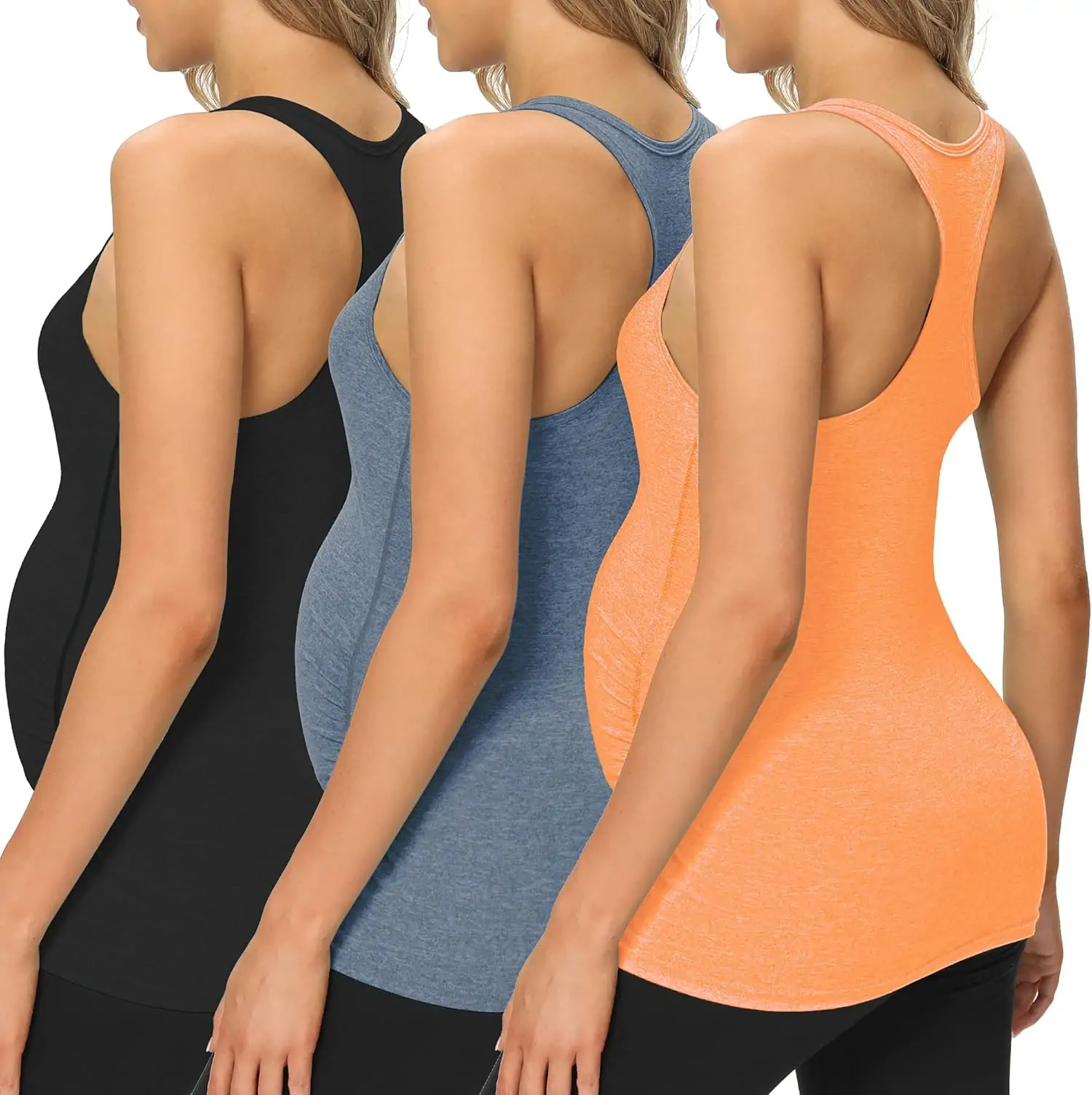 fitglam Women's Maternity Tank Tops Workout Active Athletic Yoga Sleeveless Shirts Pregnancy Racerback Activewear Clothes