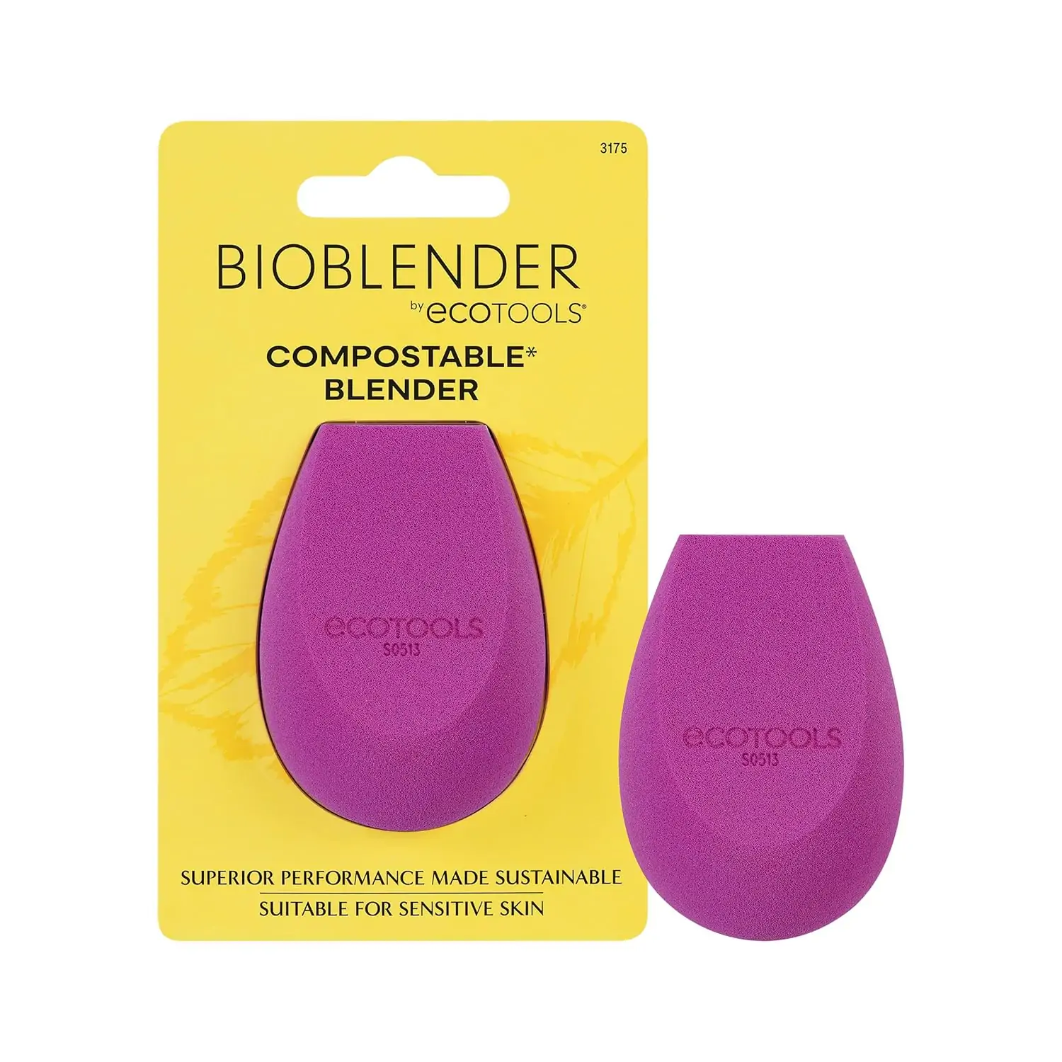 EcoTools Bioblender Makeup Sponge, Compostable Makeup Blender, For Liquid & Cream Foundation, Seamless Application, Eco-Friendly Beauty Sponge, Cruelty-Free & Latex Free, 1 Count