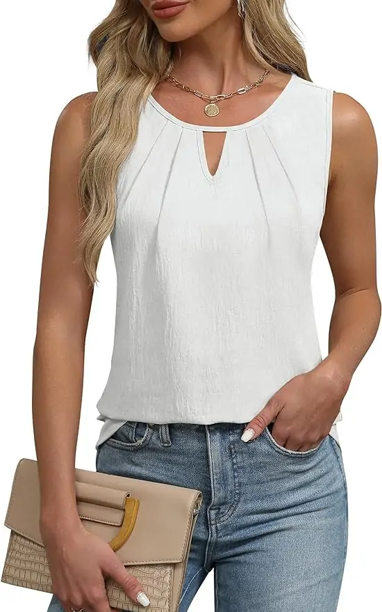 Blooming Jelly Womens Summer Tank Top Sleeveless Business Casual Outfits 2024 Basic Loose Dressy Work Shirt