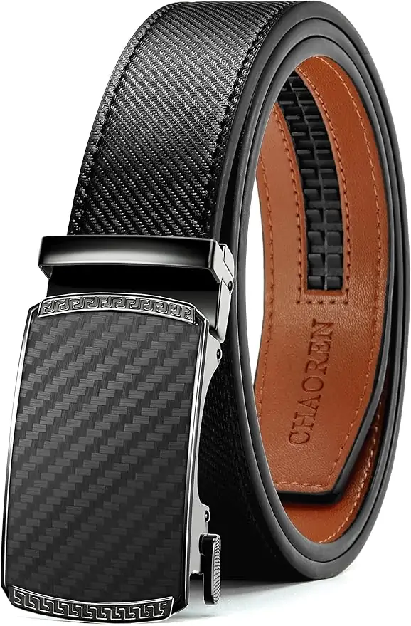 CHAOREN Mens Belt Leather Ratchet Belt - Customizable Fit, Effortless Style (35mm)