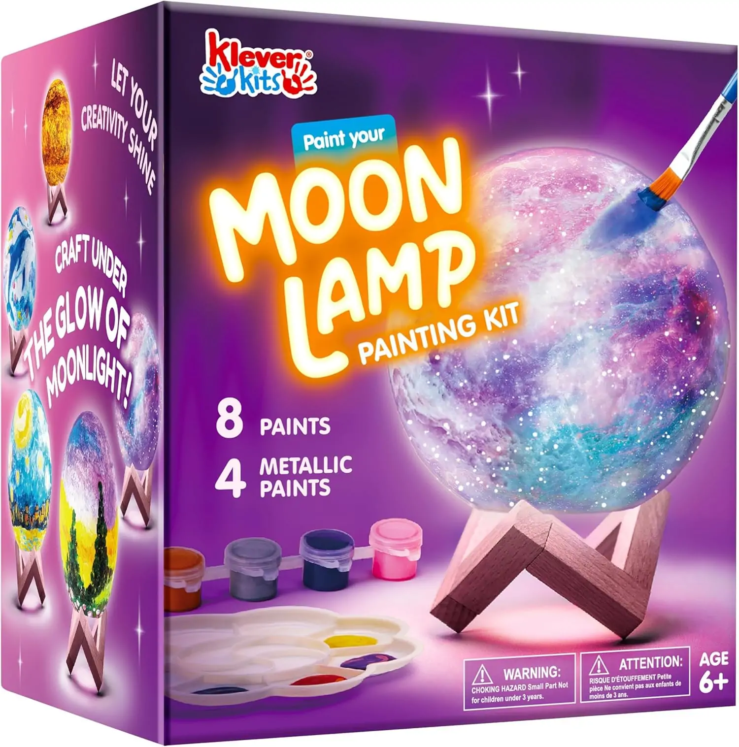 Klever Kits DIY 3D Moon Night Light, Paint Your Own Moon Lamp Kit Galaxy Lamp Arts and Crafts Kit, School Activities, Birthday Gifts for Kids Girls Boys