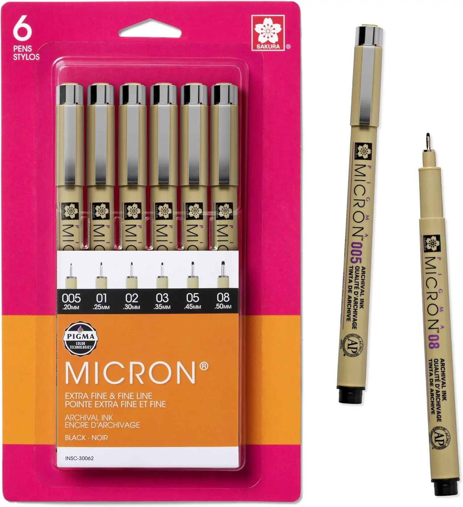 SAKURA Pigma Micron Fineliner Pens - Archival Black Ink Pens - Pens for Writing or Drawing - Holiday Gifts for Artists, Crafters & DIY Gifts Projects - Assorted Point Sizes - 6 Count