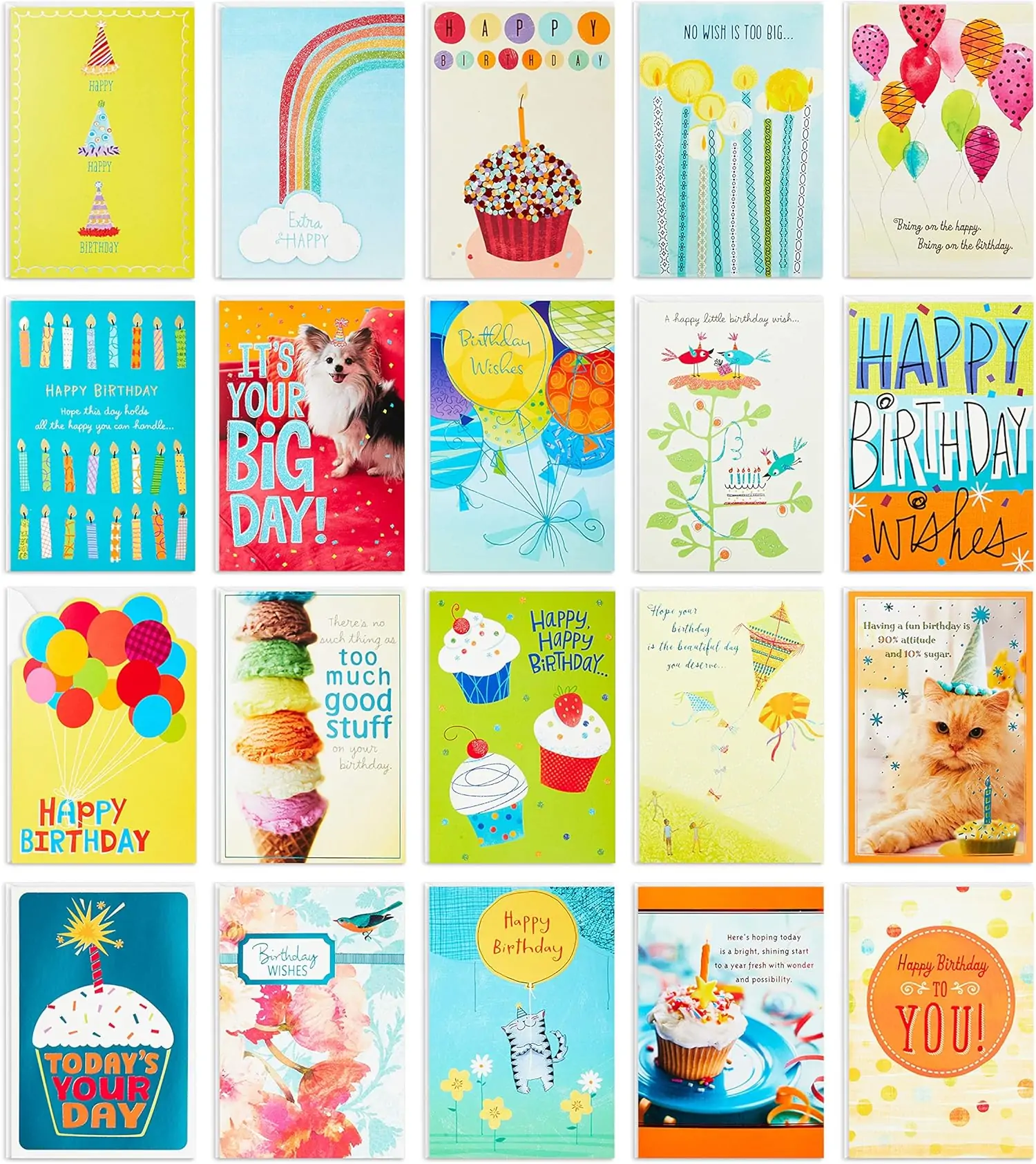 Hallmark Birthday Cards Assortment, 20 Cards with Envelopes (Refill Pack for Hallmark Card Organizer Box)