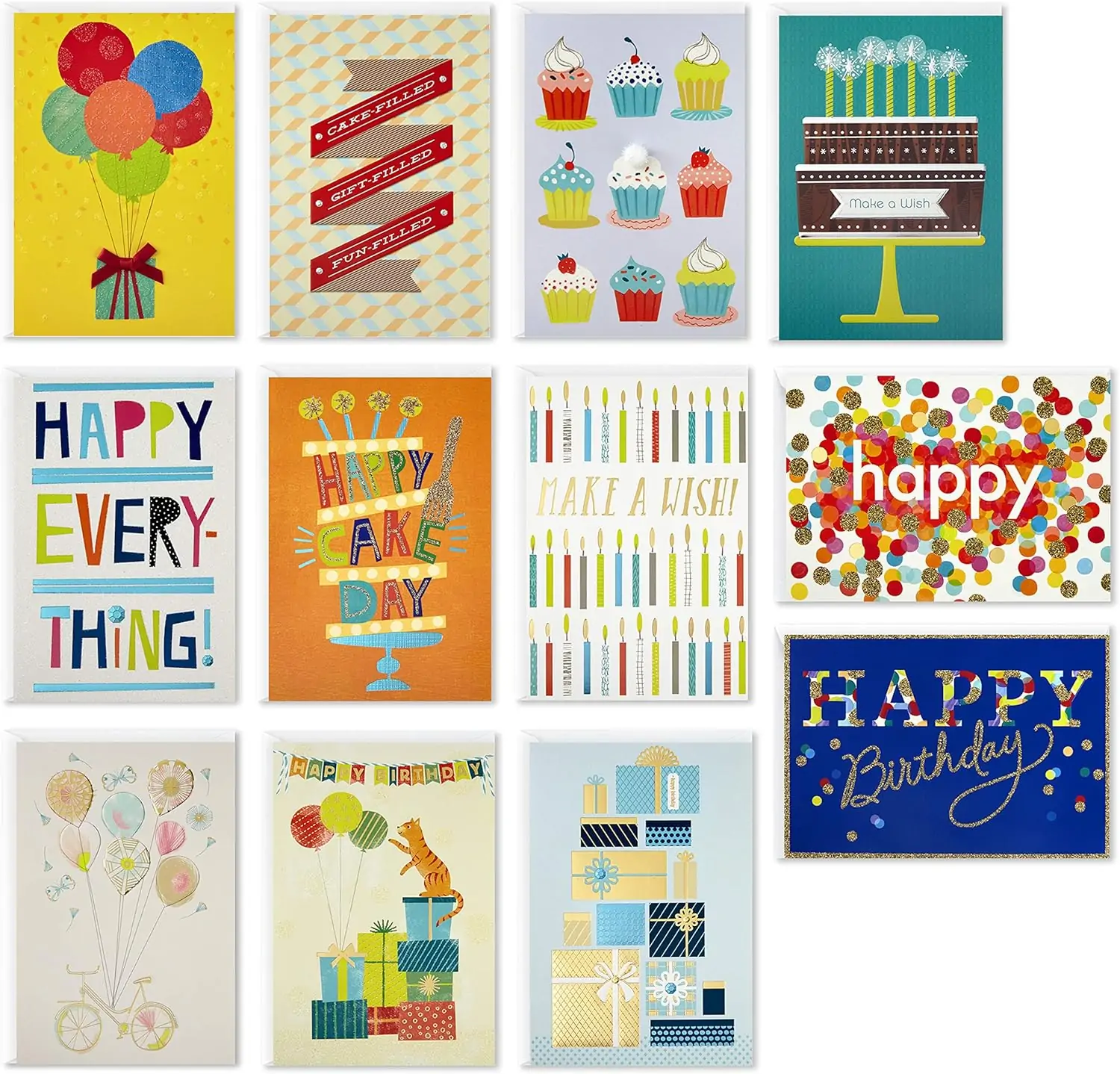 Hallmark Handmade Birthday Cards Assortment, Happy Cake Day (12 Cards with Envelopes)